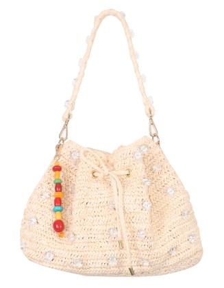 Emblished Raffia Shoulder Bag
