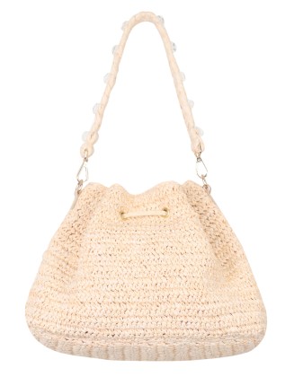 Emblished Raffia Shoulder Bag