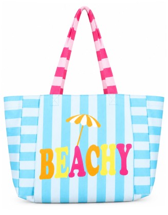 Beach Striped Canvas Tote Bag