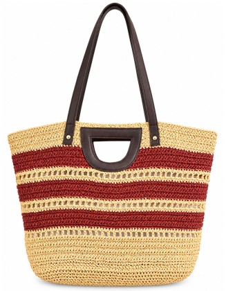 Striped Crochet Tote Bag