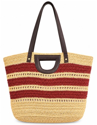 Striped Crochet Tote Bag