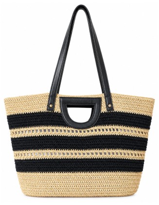 Striped Crochet Tote Bag