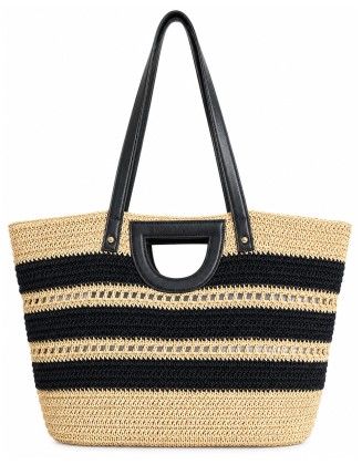 Striped Crochet Tote Bag