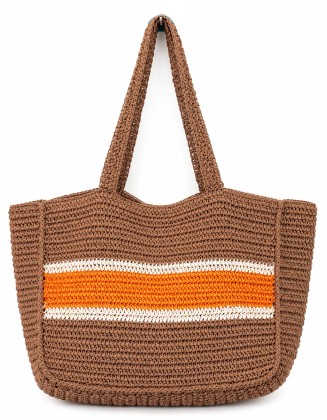 Striped Crochet Tote Bag