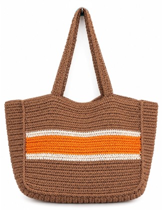 Striped Crochet Tote Bag