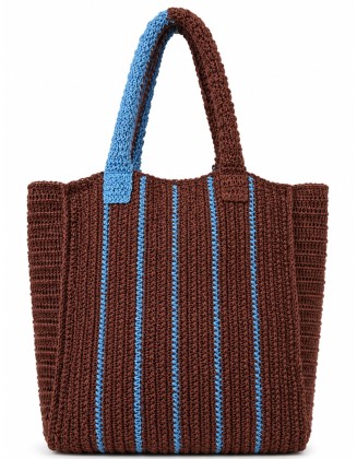 Handcrafted Striped Crochet Shoulder Tote Bag