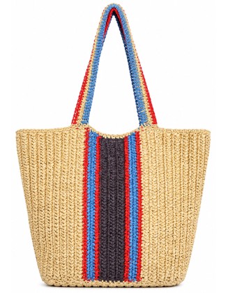 Striped Woven Tote Bag