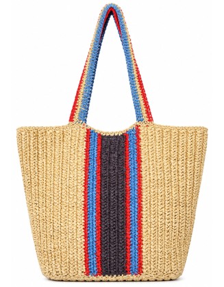 Striped Woven Tote Bag