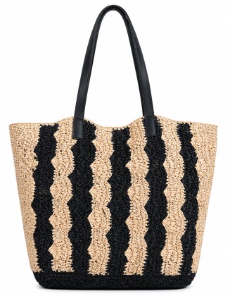 Black & Natural Woven Tote