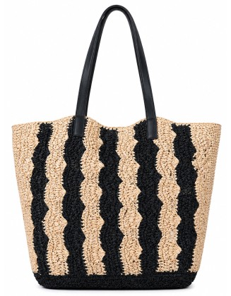 Black & Natural Woven Tote