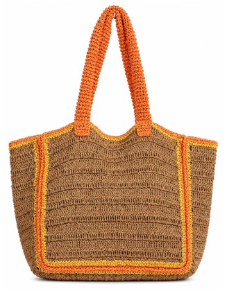 Brown Woven Tote Bag