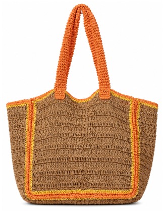 Brown Woven Tote Bag