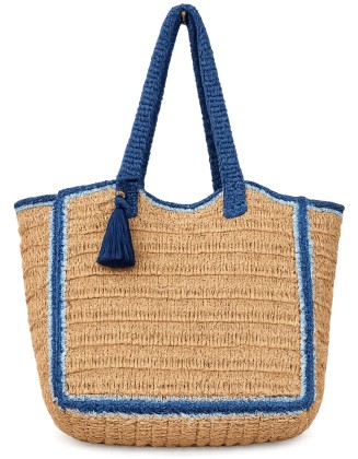Tote Bag with Blue Trim and Tassel