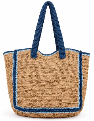 Tote Bag with Blue Trim and Tassel