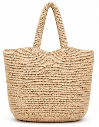 Crochet Raffia Beach Tote Bag with Sea-Inspired Charms