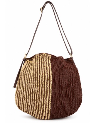 Brown & Beige Crochet Shoulder Bag