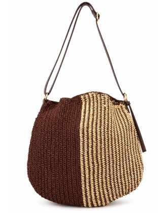 Brown & Beige Crochet Shoulder Bag