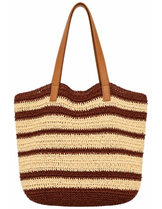 Boho Two-Tone Crochet Beach Tote