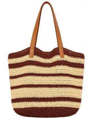 Boho Two-Tone Crochet Beach Tote