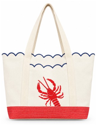 Scallop-Trimmed Canvas  Lobster Tote Bag