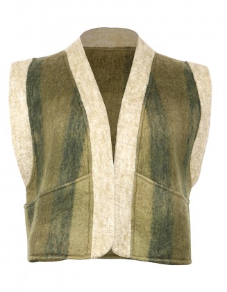 Stripe Vest in Wool Blend Yarn