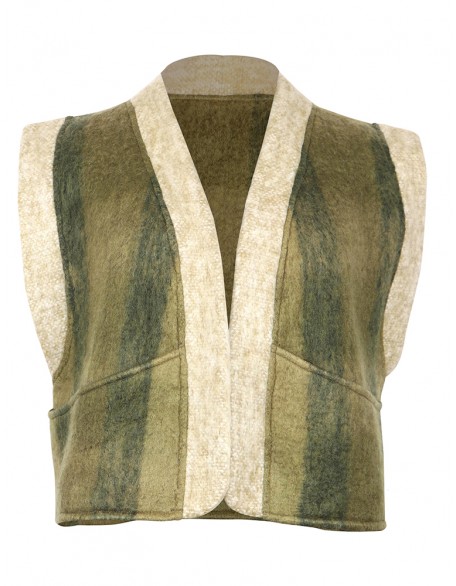 Stripe Vest in Wool Blend Yarn