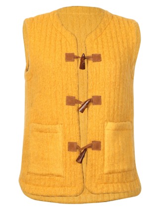 Yellow Wool Blend Short Vest