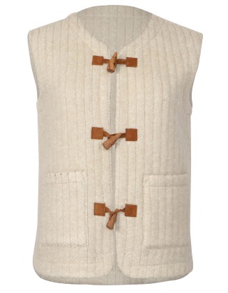 Off White Wool Blend Short Vest