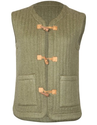 Green Wool Blend Short Vest