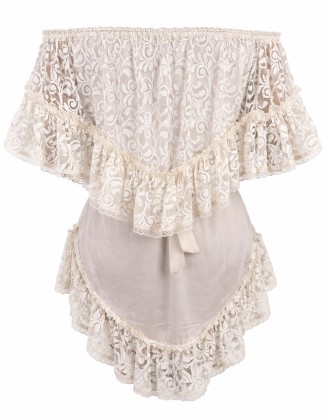 Cream Lace Off-Shoulder Dress