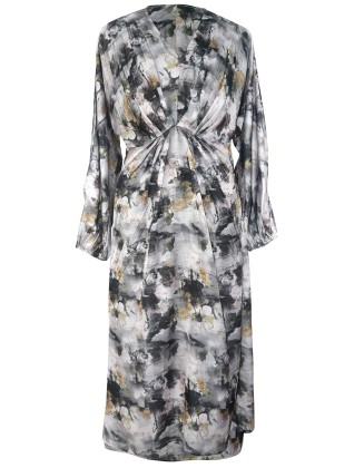Abstract Floral Print Maxi Dress