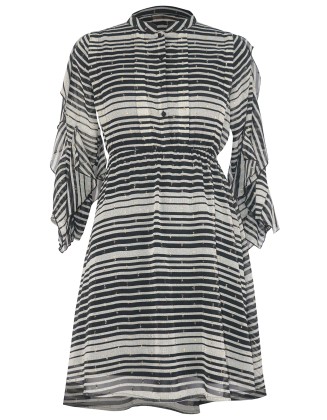 Lurex Stripe Short Dress with Frill