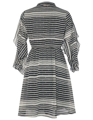 Lurex Stripe Short Dress with Frill