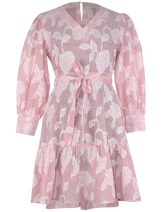 Floral Stripe Short Dress with Belt