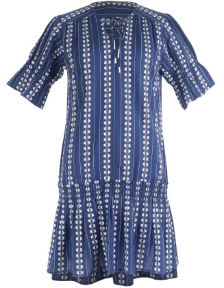 Jacquard Short Dress with Smocking