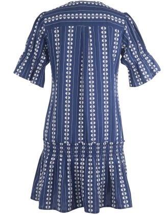 Jacquard Short Dress with Smocking