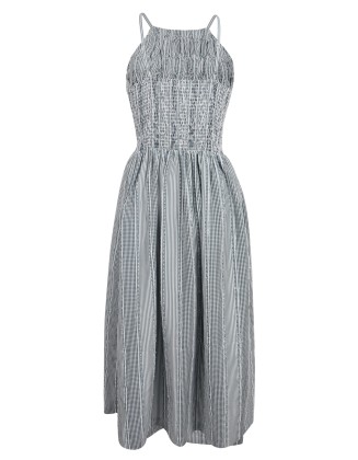 Stripe Long Dress with Smocking
