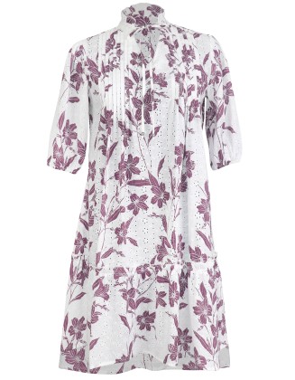 Floral Print Schiffli Dress