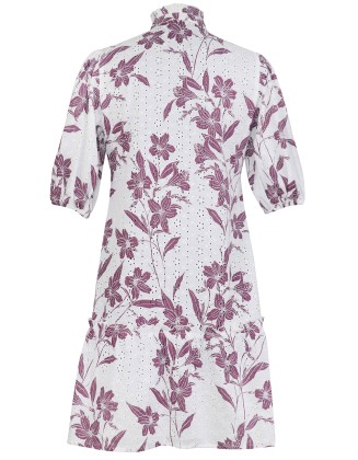 Floral Print Schiffli Dress