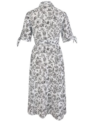 Tropical Print Schiffli Long Dress