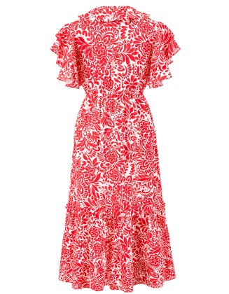 Women's Red & White Floral Dress