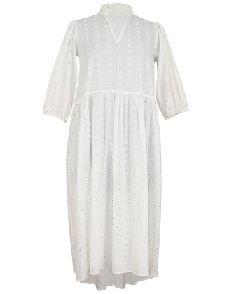 White Schiffli Long Dress