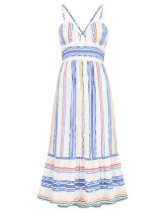 Striped Jacquard Sleeveless Maxi Dress