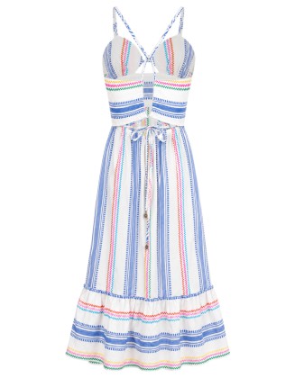 Striped Jacquard Sleeveless Maxi Dress