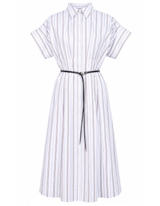 White Stripe Cotton Shirt Dress