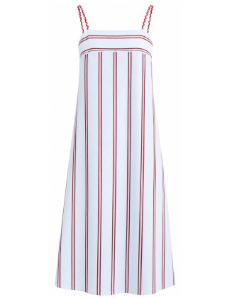 White and Red Striped Strappy Maxi Dress