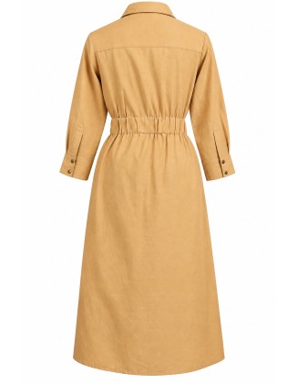 Mustard Utility Button-Down Maxi Dress