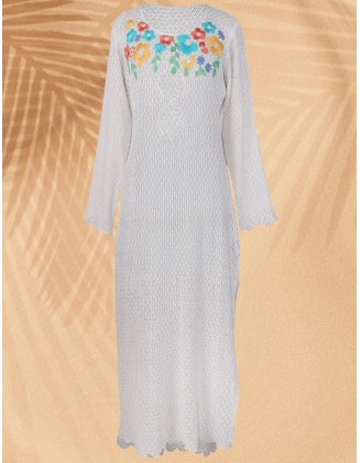 Embroidered Long Crochet Dress