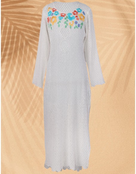 Embroidered Long Crochet Dress