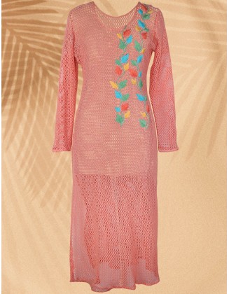 Embroidered Long Crochet Dress
